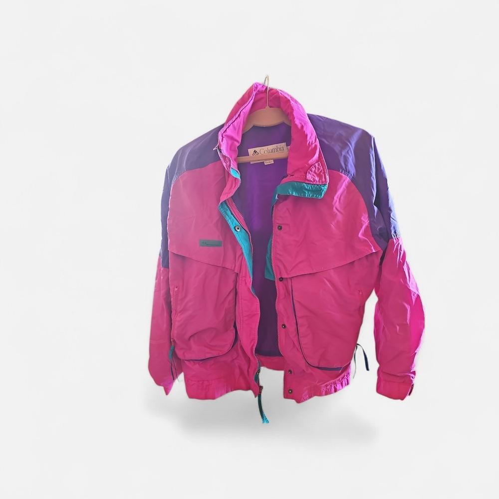 Vintage Columbia Powder Keg Women's XL Colorblock Pink Purple Teal Mid-Length